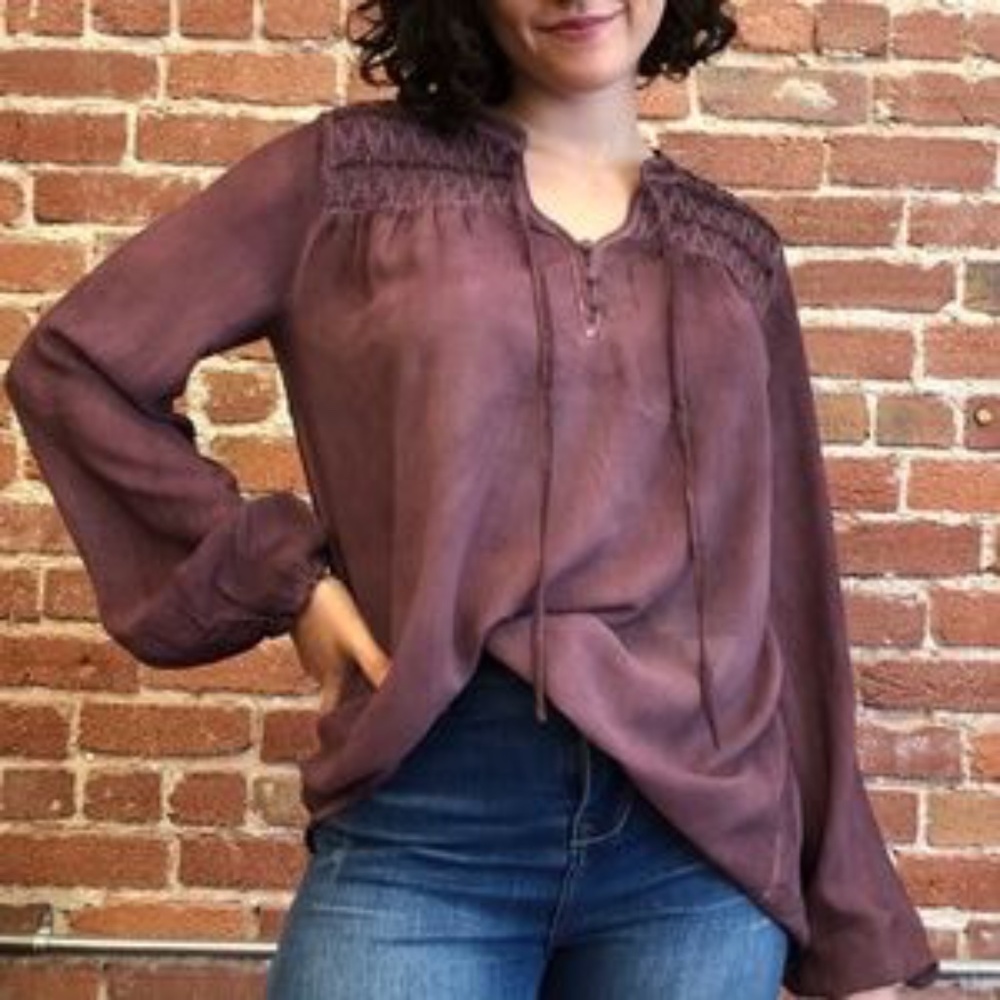 NWT Purple Smocked Blouse Top